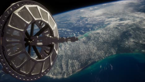 Satélite-Espacial-Futurista-Que-Orbita-La-Tierra